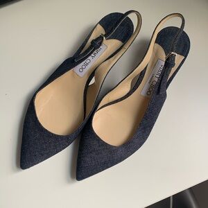 Jimmy Choo Denim kitten heels